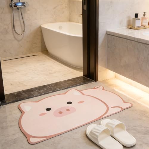 Cute Animals Bath Mat, Quick Dry and Absorbent Microfiber Bath Rug, Non-Slip Rug by TYRAFRY