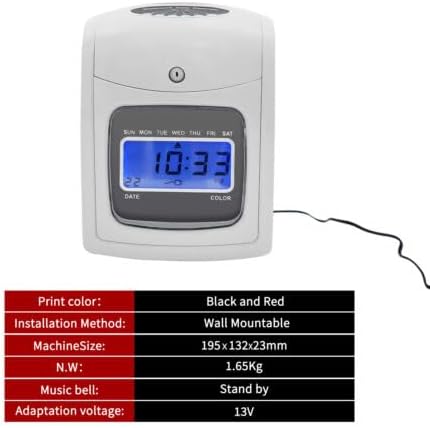 Time Clock Punch Card Employee Attendance Machine LCD Display Check- in Machine - Image 3