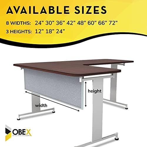 OBEX Acoustic Table Mounted Modesty Desk Privacy & Sound Absorbing Panel for Office Cubicles, 18" x 42", Overcast
