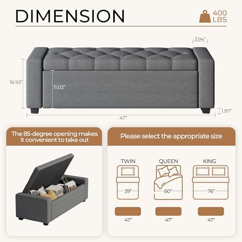 Storage Ottoman Bench, Large Entryway Ottoman - Image 2
