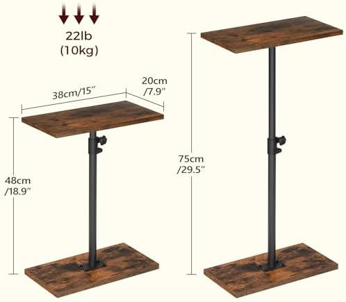 MAHANCRIS Narrow Side Table, Height Adjustable Sofa Table, Tall Couch Table - Image 3