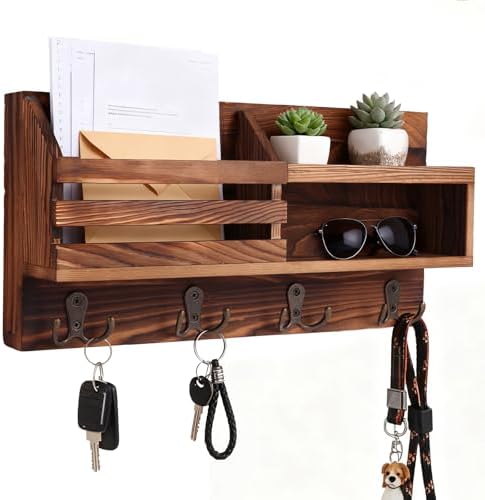 Solid Wood Key and Mail Holder for Wall by Eryvik