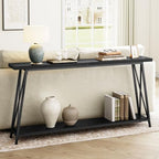 MAHANCRIS Console Table, Extra Long 2-Tier Sofa Table Behind Couch, X-Shaped by MAHANCRIS