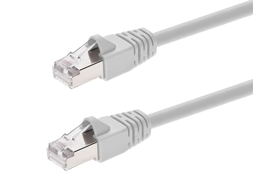 Monoprice Cat6A 5ft White Patch Cable Double Shielded 26AWG 10G Pure Bare by Monoprice