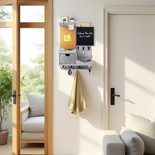 Key Holder Wall Mount with Drawer and Mail Organizer - Image 4