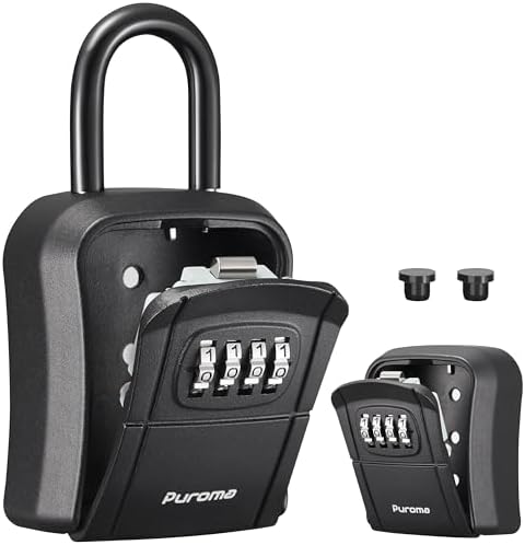 Puroma Key Lock Box Outdoor 4 Digit Code Combination Lockbox House, 1 Black by Puroma