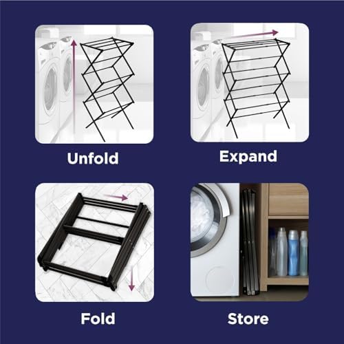 Black+Decker 3 Tier Expandable Collapsing Foldable Laundry Rack - Image 7