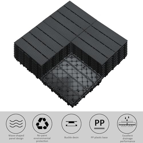 12 PCS Plastic Interlocking Patio Deck Tiles - Image 2