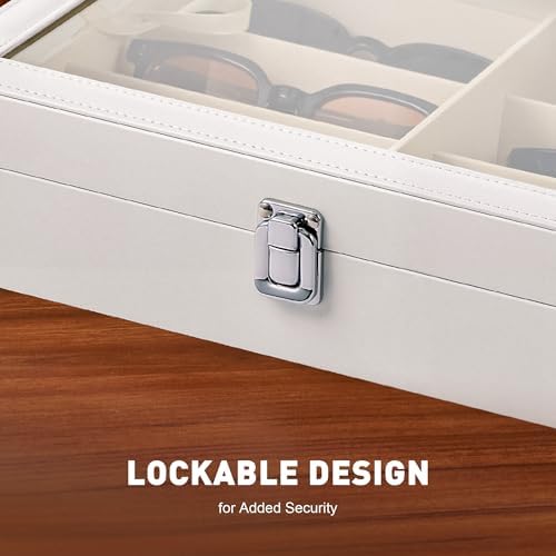 CO-Z 8-Slot Sunglasses Organizer, Leather Lockable Display Case - Image 4