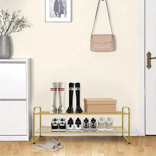 KEETDY 2-Tier Long Shoe Rack for Closet Metal Shoe Organizer for Entryway - Image 2