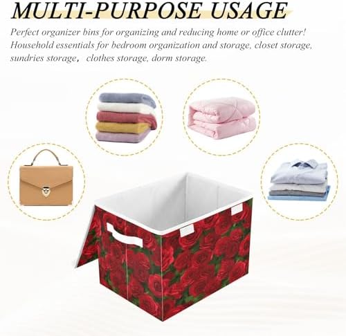 Bolaz Red Rose Leaves Pattern Storage Bins - Image 7