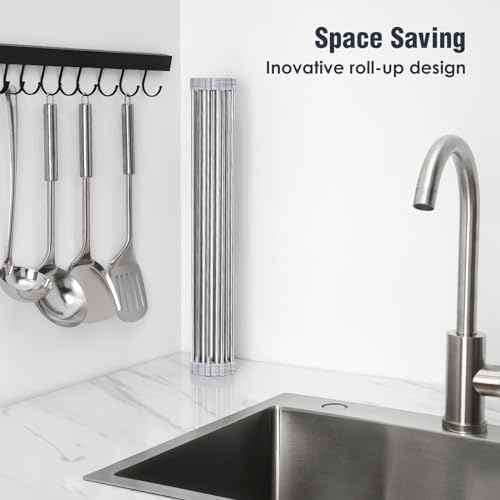 Tomorotec Roll Up Dish Drying Rack Over Sink, 304 Steel - Image 3