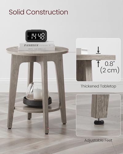 VASAGLE Round Side Table with Lower Shelf, End Table - Image 4
