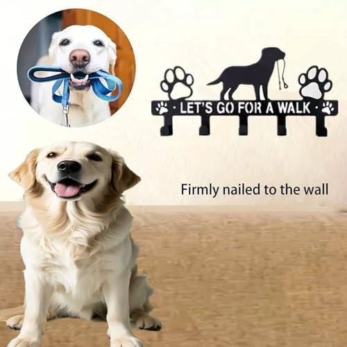5-Hooks Dog Leash Holder for Wall， Dog Accessory Holder ，Metal Key Holder Leash - Image 5