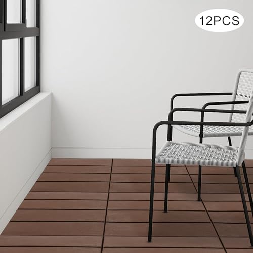 12"x12" Interlocking Deck Tiles, Modern Plastic Wood Outdoor Flooring Tiles - Image 2