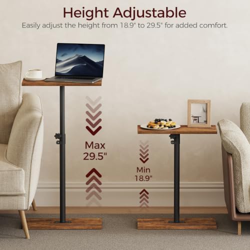 MAHANCRIS Narrow Side Table, Height Adjustable Sofa Table, Tall Couch Table - Image 4