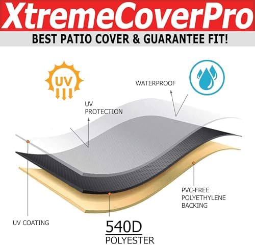 140D x 70W x 30H UV-proof Waterproof Furniture Patio Cover 520D beige brown two - Image 4