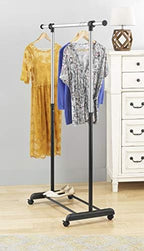Whitmor Adjustable Rolling Clothes Organizer Chrome Garment Rack - Image 2