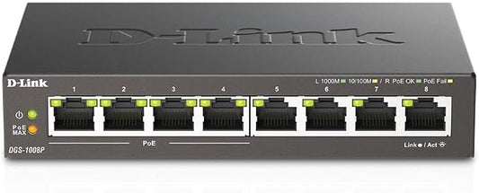 D-Link 8-Port Gigabit Unmanaged PoE+ Ethernet Switch, by D-Link