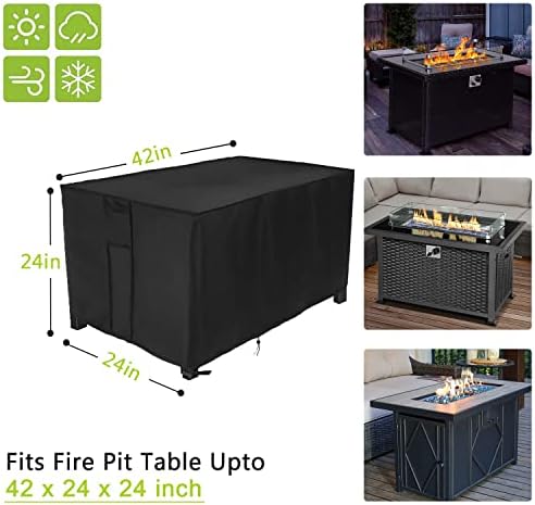 420D Waterproof Fire Pit Cover Rectangular 42"L x 24"W x 24"H Black - Image 5
