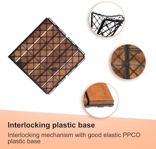 10 PCS Interlocking Deck Tiles, Solid Wood Patio Flooring Outdoor Waterproof - Image 2