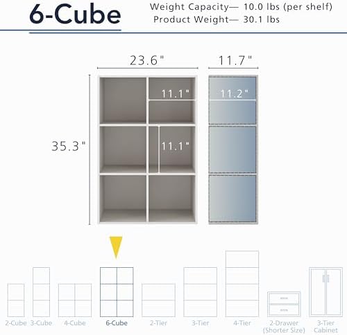 Homes: Inside + Out Apexa 6-Cube Storage Organizer Shelves, Stackable Wood - Image 3