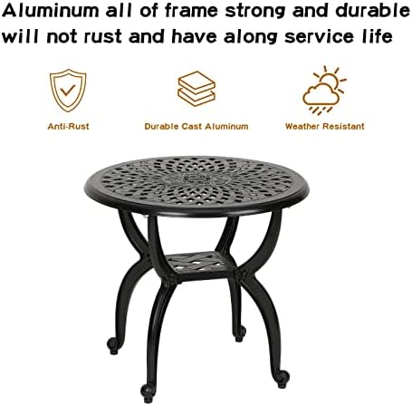 YKSY&YKSY Jardin DE Centennial Cast Aluminum Side/End Table, Anti-Rust Coffee - Image 4