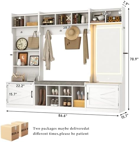 86.6''W Extra Large Farmhouse Hall Tree - Image 2