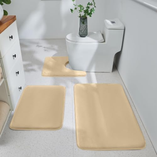 HUXMEYSON 3-Piece Memory Foam Bathroom Rug Set by HUXMEYSON