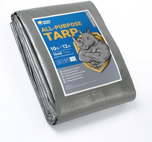 GUARD SHIELD Heavy Duty Tarp 10x12 Feet Silver/Black Multi Purpose Thick by GUARDSHIELD
