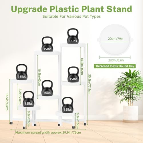 iDavosic.ly 7 Tier Folding Plant Stand Indoor Outdoor, Plastic Tray - Image 5