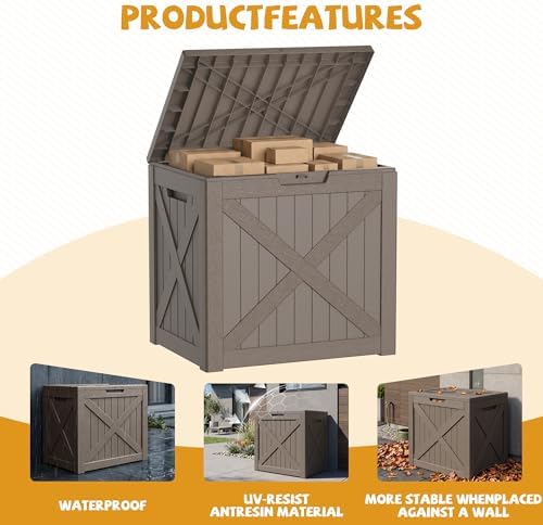 40 Gal Outdoor Storage Box Waterproof Lockable Deck Boxes Grey - Image 4