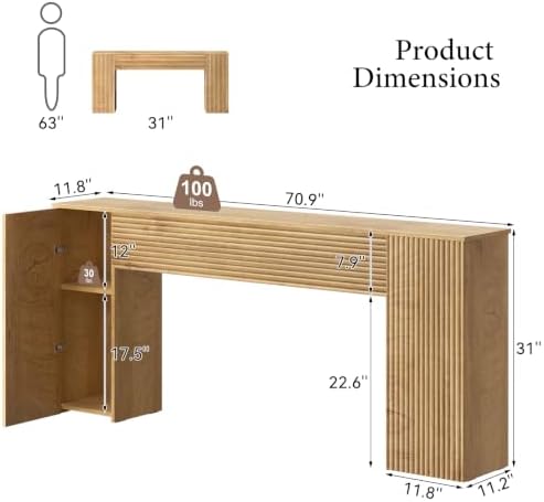 FABATO 70.8” Fluted Long Console Table - Image 2
