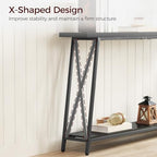 MAHANCRIS Console Table, Extra Long 2-Tier Sofa Table Behind Couch, X-Shaped - Image 6