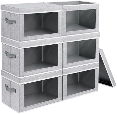 Homsorout Storage Bins with Lids, 6 Pack Large Storage Cubes with Window by Homsorout