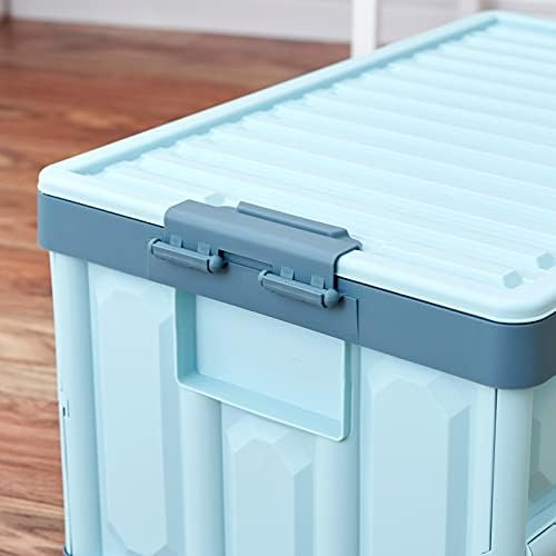 Blue Folding Plastic Stackable Utility Crates 2-Pack, Collapsible Storage Bins - Image 4