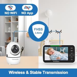 HelloBaby No WiFi Baby Monitor 5" Screen 30-Hour Battery Pan-Tilt-Zoom Video - Image 5