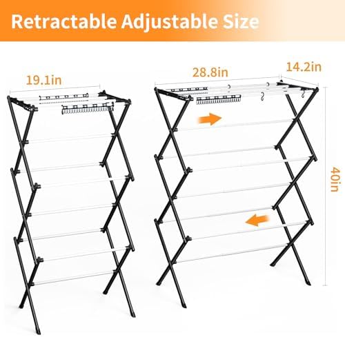Foldable Drying Rack Clothing Clothes Drying Rack White-1pack - Image 4