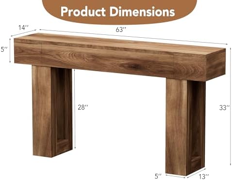 63 Inch Long Console Table, Narrow Rectangular Sofa Table Behind The Couch - Image 2