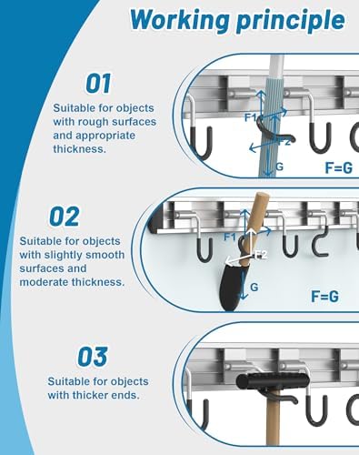 Mop and Broom Holder Wall Mount Garden Tool Rack Organizer - Image 4