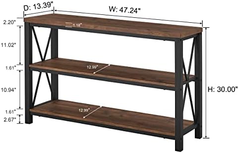 BON AUGURE 47” Narrow Console Table, 3 Tier Sofa Table Behind Couch - Image 2