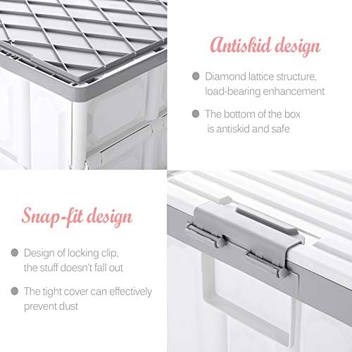 Collapsible Storage Bins with Lids 30L, Folding Plastic Stackable Utility - Image 5