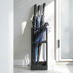 MyGift 20 Inch Tall Black Metal Geometric Umbrella Stand - Image 2