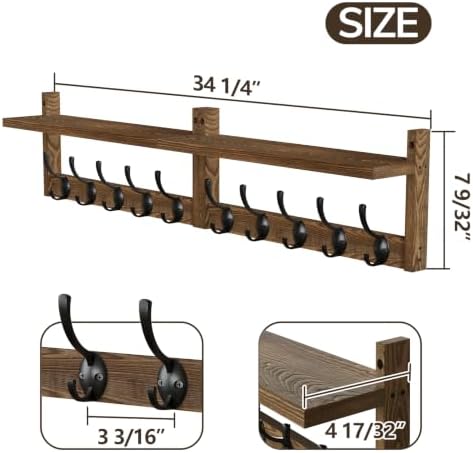 AMBIRD 34.2 inch Wooden Extra-Long Wall Hook Rack - Image 6