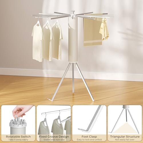 SUNOUTLY Tripod Clothes Drying Rack, Garment Rack Portable and Foldable Space - Image 4