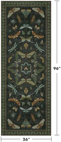 3x8 Dark Green Long Hallway Runner Rug - 8ft Washable Non Skid Wide Runner Rugs - Image 2