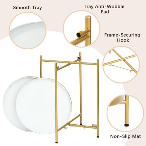 2-Tier Round End Side Table, Small Metal Side Table - Image 4