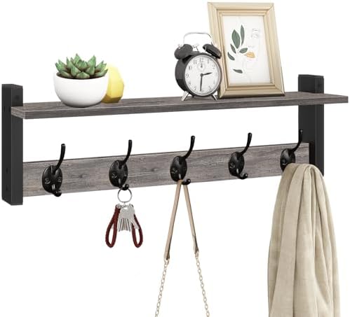 Homode Wall Hooks With Shelf, 24 Inch Coat Rack Wall Mount by Homode