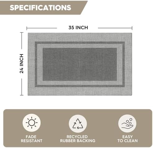 Artoid Mode Grey Absorbent Rectangle Non-Skid Doormat, Home Mats Non Slip - Image 3