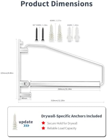 Rotatable Foldable Wall Mount Clothes Drying Rod - Image 7